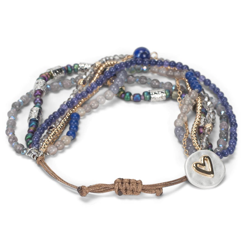 DEMDACO Beaded Love Metallic Grey One Size Fits Most Glass and Metal Charm Bracelet - Image 5